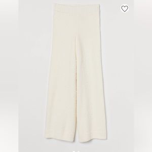 Soft knit L H&M pants cream sweater teddy cozy lounge wide leg